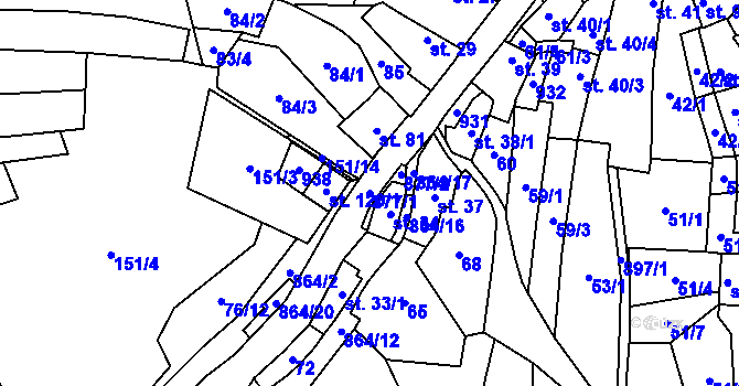 Parcela st. 877/1 v KÚ Vejvanov, Katastrální mapa