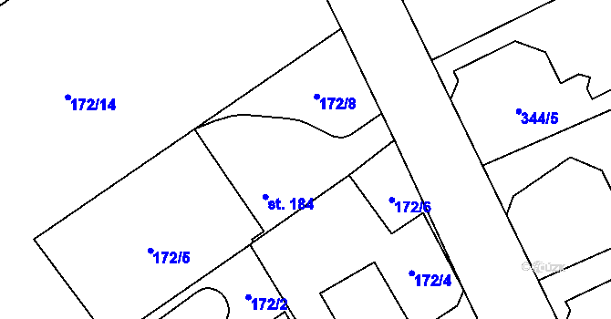 Parcela st. 172/7 v KÚ Vejvanov, Katastrální mapa