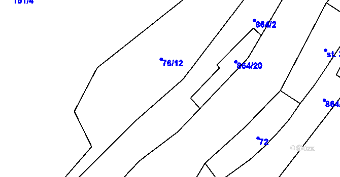 Parcela st. 75/3 v KÚ Vejvanov, Katastrální mapa
