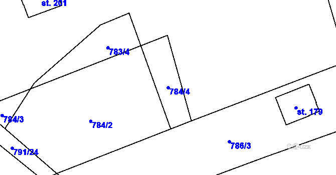 Parcela st. 784/4 v KÚ Vejvanov, Katastrální mapa