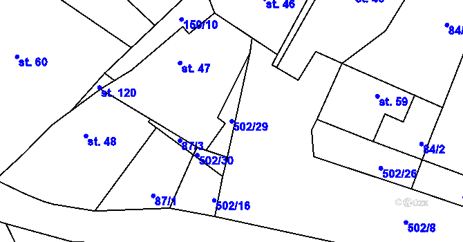 Parcela st. 502/29 v KÚ Dvakačovice, Katastrální mapa