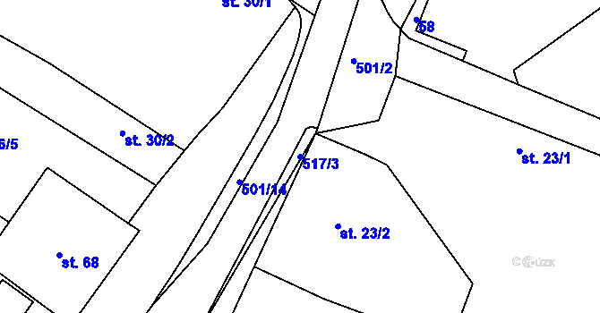 Parcela st. 517/3 v KÚ Dvakačovice, Katastrální mapa