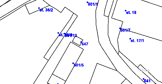 Parcela st. 547 v KÚ Dvakačovice, Katastrální mapa