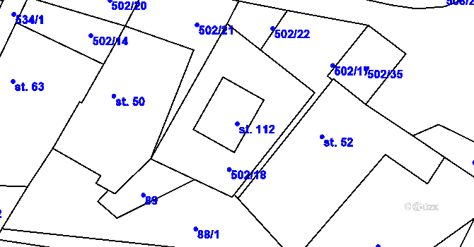 Parcela st. 112 v KÚ Dvakačovice, Katastrální mapa