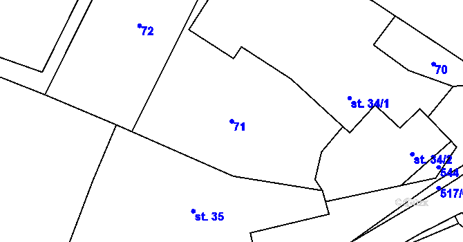 Parcela st. 71 v KÚ Dvakačovice, Katastrální mapa