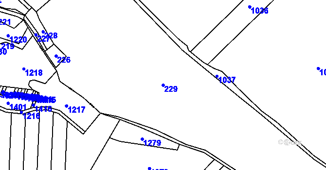 Parcela st. 229 v KÚ Dvakačovice, Katastrální mapa