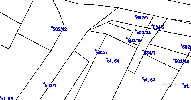 Parcela st. 502/7 v KÚ Dvakačovice, Katastrální mapa