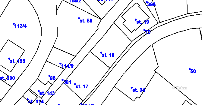 Parcela st. 18 v KÚ Vejvanovice, Katastrální mapa