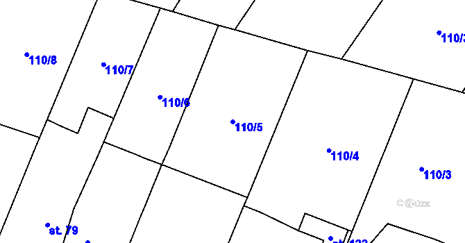 Parcela st. 110/5 v KÚ Vejvanovice, Katastrální mapa