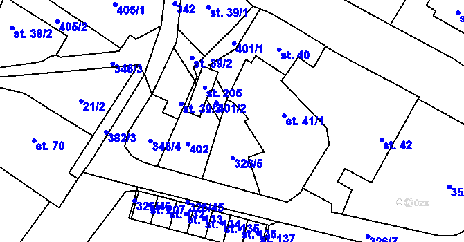 Parcela st. 326/47 v KÚ Vejvanovice, Katastrální mapa