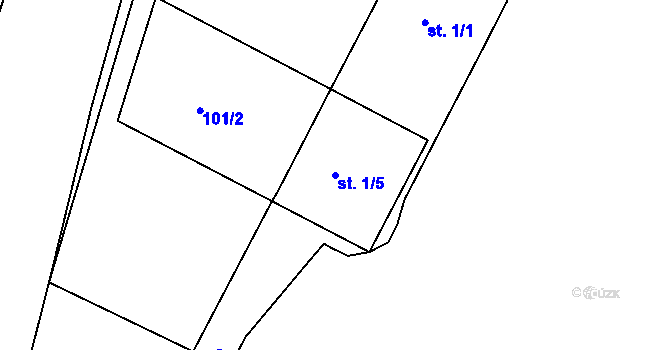 Parcela st. 1/5 v KÚ Vejvanovice, Katastrální mapa