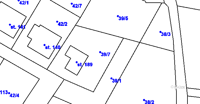Parcela st. 39/7 v KÚ Vejvanovice, Katastrální mapa
