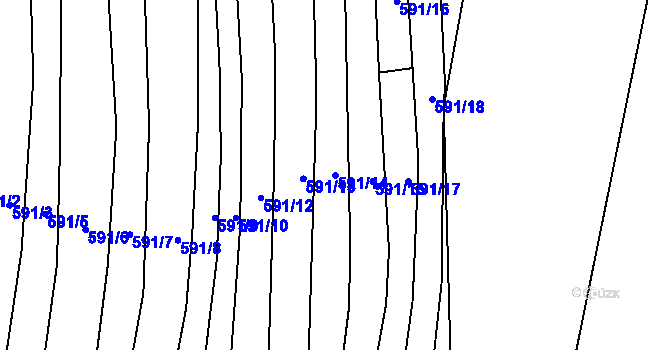 Parcela st. 591/14 v KÚ Velatice, Katastrální mapa
