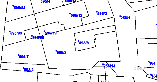 Parcela st. 595/8 v KÚ Velatice, Katastrální mapa