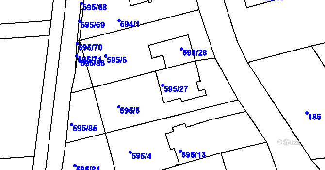 Parcela st. 595/27 v KÚ Velatice, Katastrální mapa