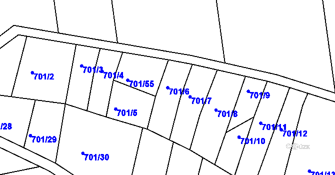 Parcela st. 701/6 v KÚ Velatice, Katastrální mapa