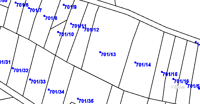 Parcela st. 701/13 v KÚ Velatice, Katastrální mapa
