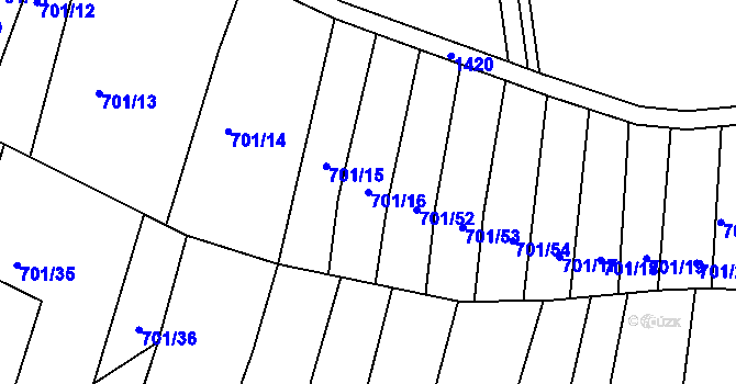 Parcela st. 701/16 v KÚ Velatice, Katastrální mapa