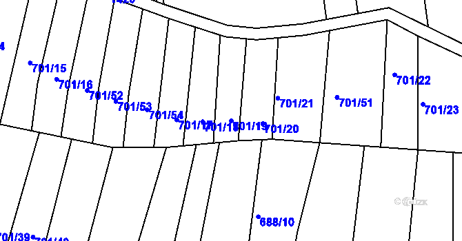 Parcela st. 701/19 v KÚ Velatice, Katastrální mapa