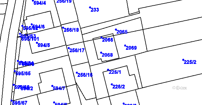 Parcela st. 2068 v KÚ Velatice, Katastrální mapa