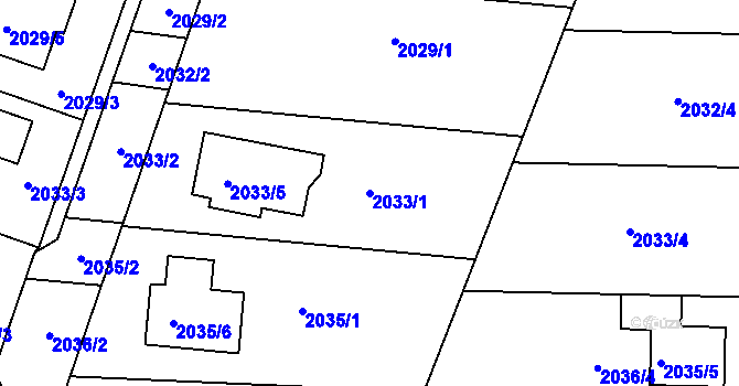 Parcela st. 2033/1 v KÚ Velatice, Katastrální mapa