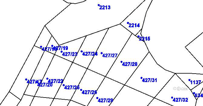 Parcela st. 427/27 v KÚ Velatice, Katastrální mapa