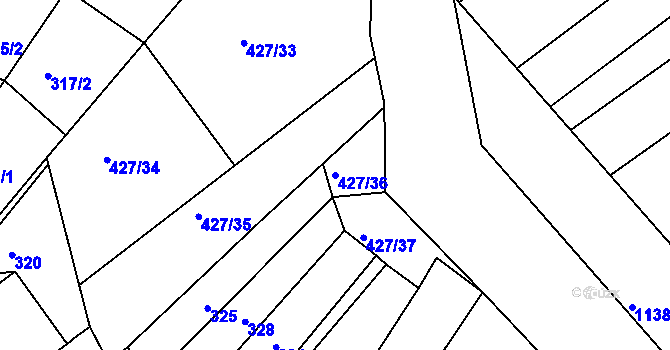 Parcela st. 427/36 v KÚ Velatice, Katastrální mapa