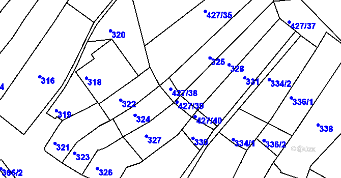 Parcela st. 427/38 v KÚ Velatice, Katastrální mapa