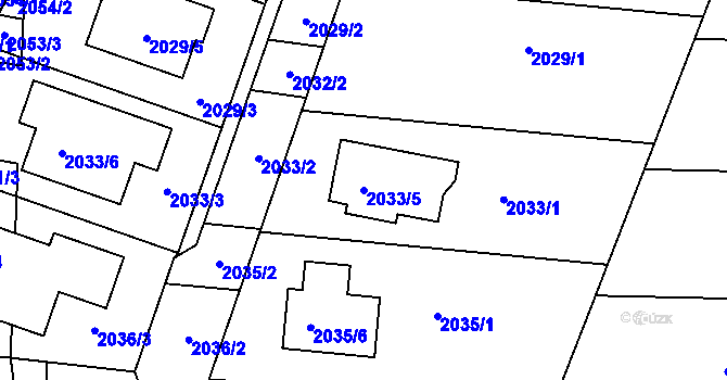 Parcela st. 2033/5 v KÚ Velatice, Katastrální mapa