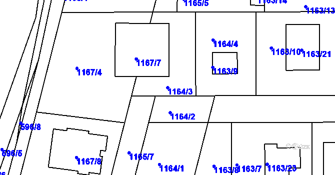 Parcela st. 1164/3 v KÚ Velatice, Katastrální mapa