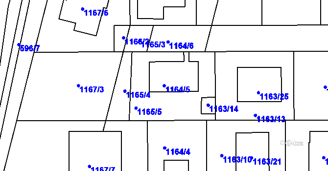 Parcela st. 1164/5 v KÚ Velatice, Katastrální mapa