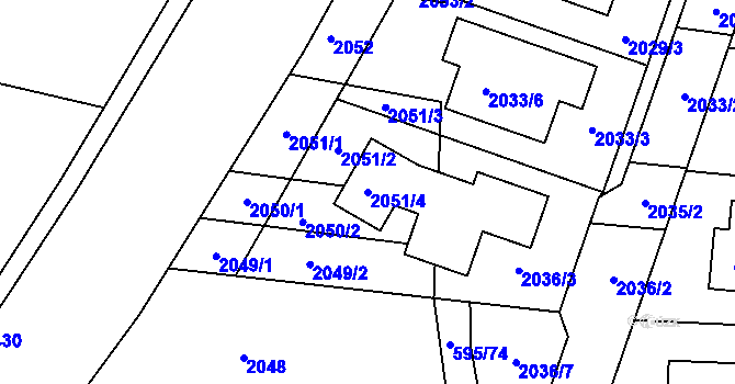 Parcela st. 2051/4 v KÚ Velatice, Katastrální mapa