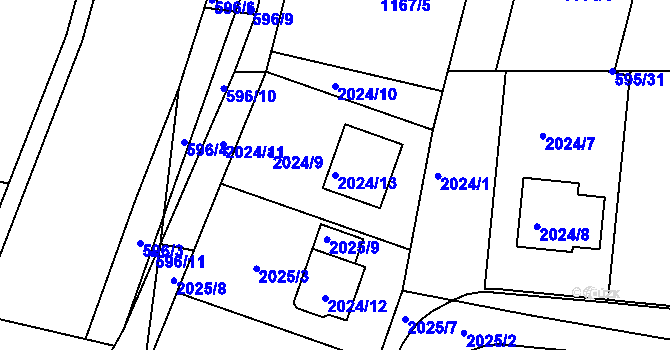 Parcela st. 2024/13 v KÚ Velatice, Katastrální mapa