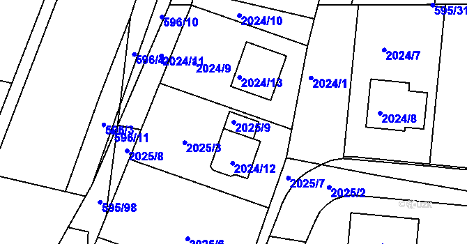 Parcela st. 2025/9 v KÚ Velatice, Katastrální mapa