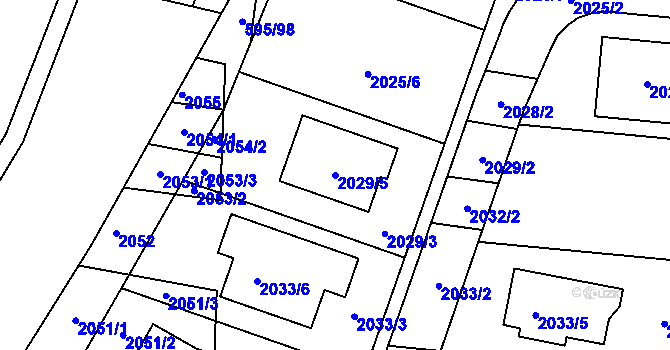 Parcela st. 2029/5 v KÚ Velatice, Katastrální mapa
