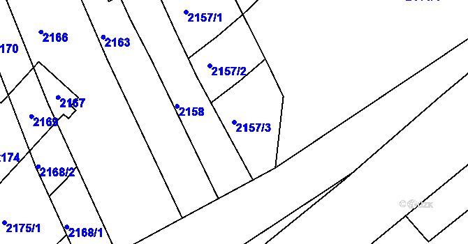 Parcela st. 2157/3 v KÚ Velatice, Katastrální mapa