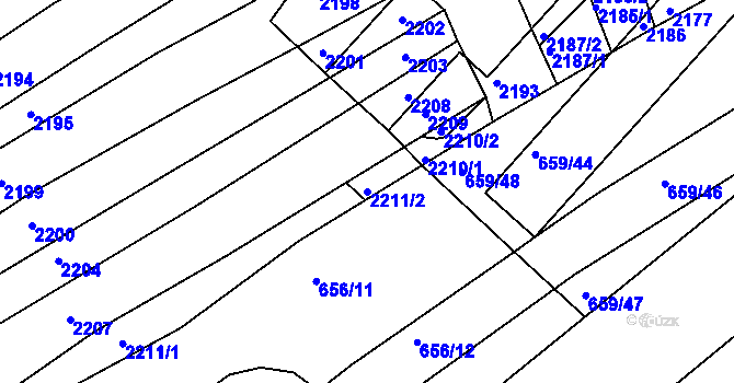 Parcela st. 2211/2 v KÚ Velatice, Katastrální mapa