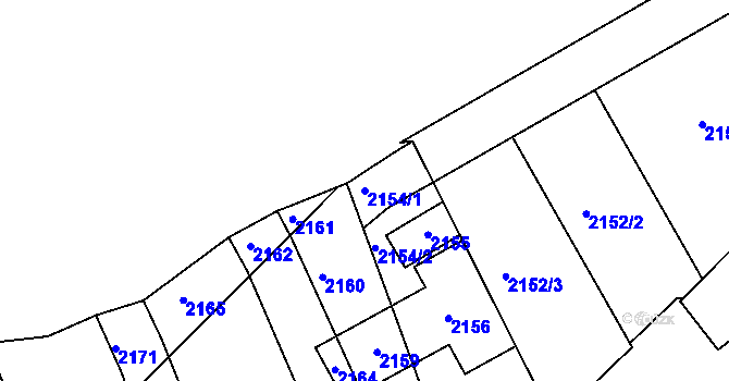 Parcela st. 2154/1 v KÚ Velatice, Katastrální mapa