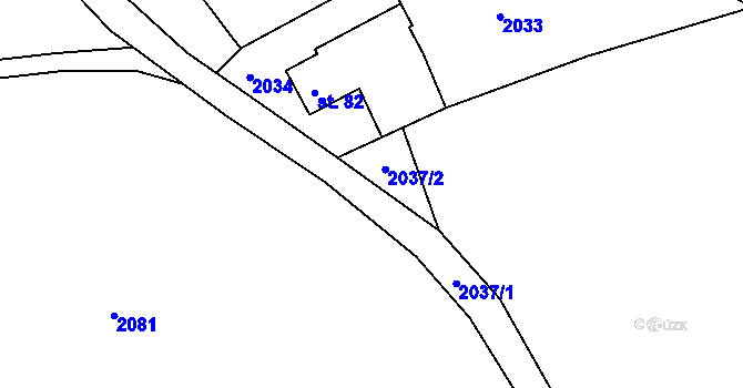 Parcela st. 2037 v KÚ Pastuchovice, Katastrální mapa