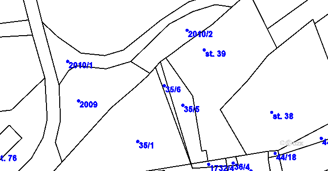 Parcela st. 35/6 v KÚ Pastuchovice, Katastrální mapa