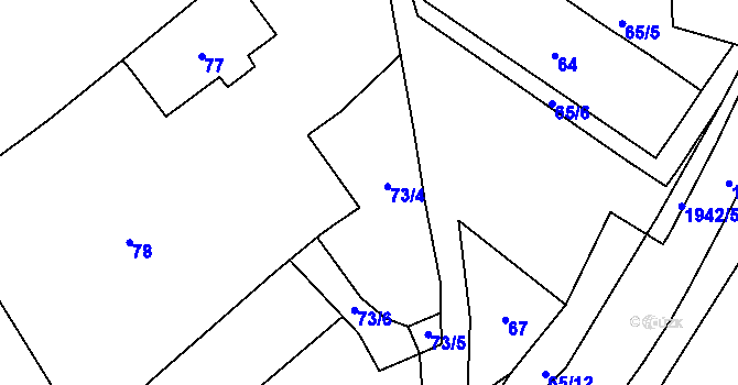 Parcela st. 73 v KÚ Velehrad, Katastrální mapa