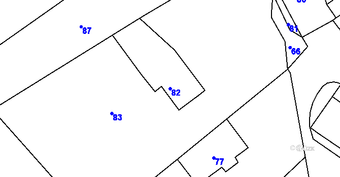 Parcela st. 82 v KÚ Velehrad, Katastrální mapa