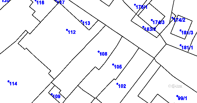 Parcela st. 108 v KÚ Velehrad, Katastrální mapa