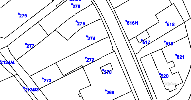 Parcela st. 272 v KÚ Velehrad, Katastrální mapa