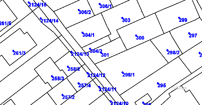 Parcela st. 301 v KÚ Velehrad, Katastrální mapa