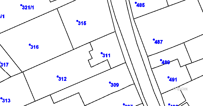 Parcela st. 311 v KÚ Velehrad, Katastrální mapa