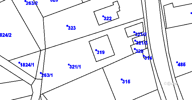 Parcela st. 319 v KÚ Velehrad, Katastrální mapa