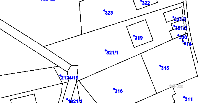 Parcela st. 321 v KÚ Velehrad, Katastrální mapa