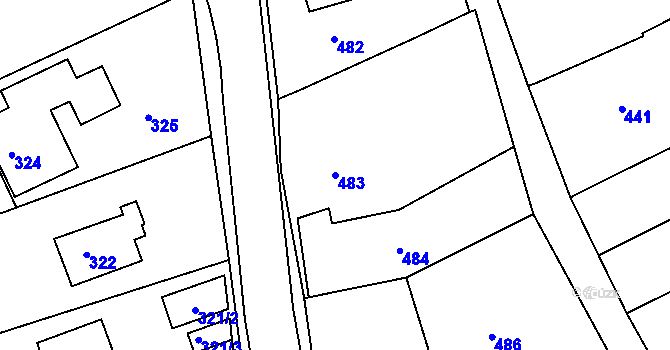 Parcela st. 483 v KÚ Velehrad, Katastrální mapa