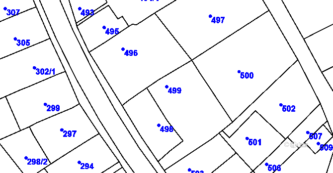 Parcela st. 499 v KÚ Velehrad, Katastrální mapa